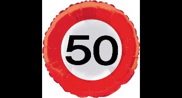 Folieballon verkeersbord 50 jaar, 40 cm - kindercrea