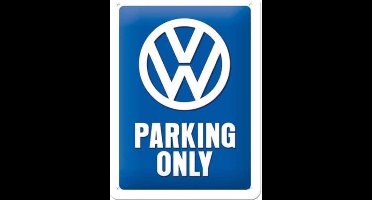 Nostalgic Art wandbord/muurplaatje - metaal - Volkswagen Parking Only - 15 x 20 cm - VW Parking