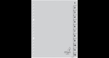 Kangaro tabbladen - A5 - PP 120 micron - grijs - 17-gaats - 12-delig cijfers - G512CM