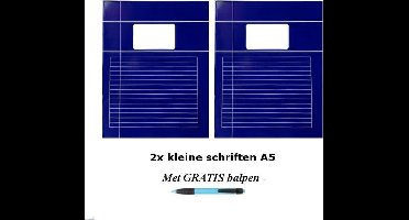 Schriften klein A5 lijntjes - Met Kantlijn - Set van 2 stuks - Blauw - Met GRATIS balpen