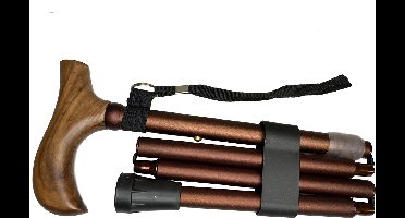 Pluviose wandelstok Uni opvouwbaar met houten handvat : brons