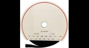 FASTECH® T0102599990225 Klittenband Om vast te plakken Acrylaat Haakdeel (l x b) 25000 mm x 25 mm Zwart 25 m