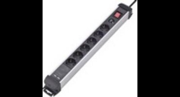 Renkforce 815A-CMB-SUSB Stekkerdoos met schakelaar 6-voudig Zwart, Zilver Randaarde stekker 1 stuk(s)