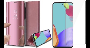 Hoesje geschikt voor Samsung Galaxy A52 - Spiegel Book Case - Roségoud - Met Screenprotector