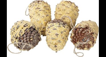 Dennenappels gevuld met vet-5 stuks-Buitenvogelvoer-Animal King