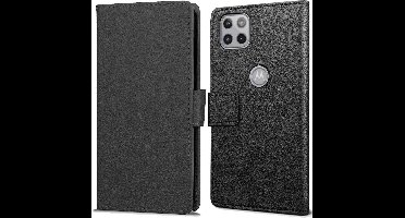 Just in Case hoesje geschikt voor Motorola One Ace (5G) Hoesje met Pasjeshouder - Bookcase Classic - Zwart