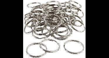 Sleutelringen - Sleutelhanger Ringen - DIY Sleutelhangers Maken - Metaalkleurig - Dia: 30 mm - Creotime - 80 stuks