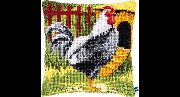 Vervaco - Kruissteekkussen kit - Zwarte haan - PN-0150663 - Borduren - Borduurpakket - Borduurpakket volwassenen - Borduurpakket kind