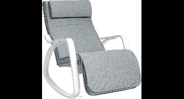 Hoppa! berkenhouten schommelstoel, relaxfauteuil, voetsteun in 5 standen verstelbaar - Wit - Hout - 67 x 115 x 91cm
