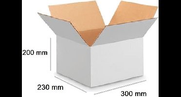 Verzenddoos 300 x 230 x 200 mm - 10 stuks - Kartonnen Verzenddozen Enkele Golf wit – Doos Dozen wit karton