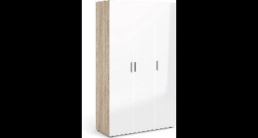 Giga Living Kledingkast Pepe - Naturel/Wit Hoogglans - 118x52x201cm