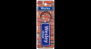 Paper Dreams Sleutelhanger Straatnaam Wesley 9 Cm Staal Blauw