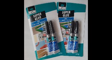 2x Bison Superlijm - 2 verpakkingen - 4 tubetjes - extra sterke secondelijm