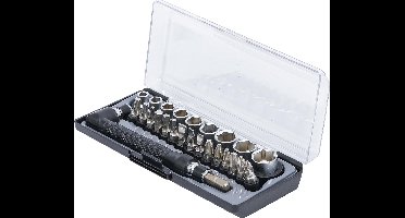 Bit en Doppen set - Kleine maten - 1/4 - PH1 - PZ1 - Torx - Doppen 5 - 13mm - Kompact doosje - 26 delig -  BGS20802