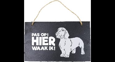 Paper Dreams Waakbord Dashond 15 X 25 Cm Leisteen Zwart