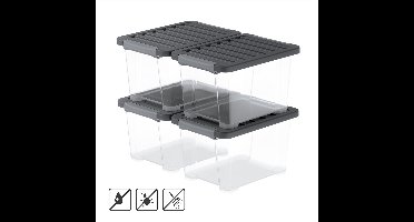 Rotho CORE Pro - opbergboxen - set van 4 - stapelbaar - 15 ltr