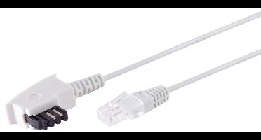 TAE-F - RJ45 DSL/VDSL telecom kabel | 2-aderig (8P2C) | wit | 50 meter