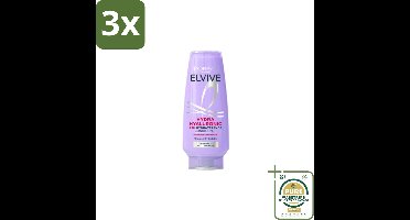 3 x L’Oréal Paris Elvive – Conditioner – Hydra Hyaluronic Hydraterend – 200 ml - Grootverpakking - Hyaluronzuur Conditioner - Hydraterende Conditioner - Droog Haar - Uitdroging - Pluizen