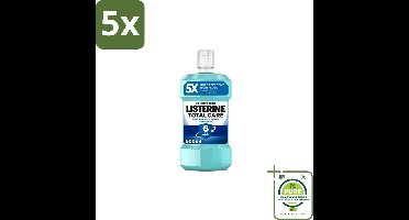 5 x Listerine – Mondwater – Total Care Bescherming Tegen Tandsteen – 500 ml - Grootverpakking - Tandsteen Voorkomen - Tandplak Verwijderen - Mondhygiëne - Frisse Adem - Tanden Wit