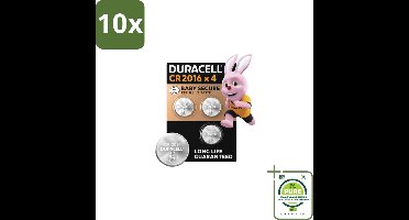 10 x Duracell Knoopcelbatterijen 2016 4 stuks per verpakking - Grootverpakking - Knoopcelbatterijen - Lithiumbatterijen - Babyveilig - Kindveilig - CR2016