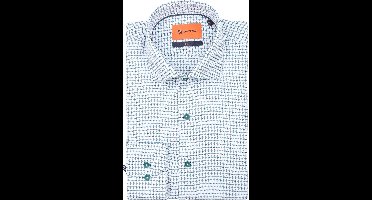 Suitable Overhemd Check Print Groen - Maat 43 - Heren - Overhemden Formeel