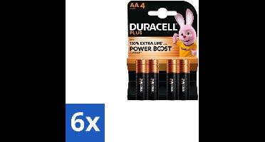 Duracell Alkaline Batterijen Mainline Bst AA 4 stuks per verpakking - Voordeelverpakking - 6 stuks