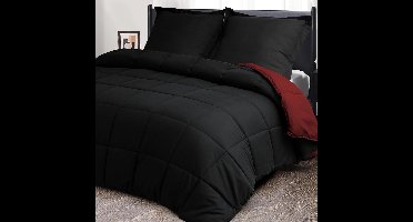 Dekbedovertrek 200 x 220 cm + 2 kussenslopen 80 x 80 cm, Oeko-Tex-gecertificeerd zwart dekbed, kastvormig genaaid, 1500 g donsalternatief (250 g/m²), zacht en pluizig hig