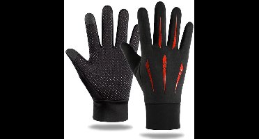 Fietshandschoenen Voor Buiten - Warme Handschoenen - Winddichte Motorhandschoenen, Waterdicht, Touchscreen-compatibel, Antislip, Unisex - Lengte 23 cm, Rood