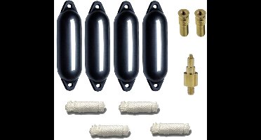 Set van 4 met Majoni Star 35 stootwillen incl. spatelleidingen, 2 vervangingsventielen, 1 ventieladapter - antraciet, 62 x 21 cm