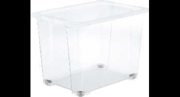 Rotho CORE Basic opbergboxen - set van 4 - stapelbaar - 65 ltr - met wieltjes
