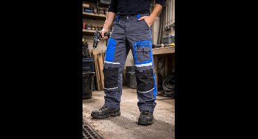 Werkbroek HAVEP – Grijs/Blauw – Maat 56 – Kniezakken – Reflecterende details