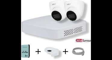 Dahua 4-kanaals NVR Set met 2x 4MP WizSense Camera's Wit en 2TB HDD