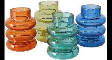 Sfeerlicht theelichthouder glas set van 4 kleuren