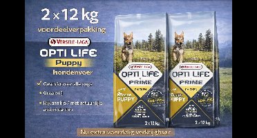 Opti Life Prime Puppy All Breeds Kip - Hondenvoer - 2 x 12.5 kg Voordeelverpakking Graanvrij