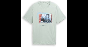Tom Tailor - T-shirt met fotoprint - Maat S - soft greyish green