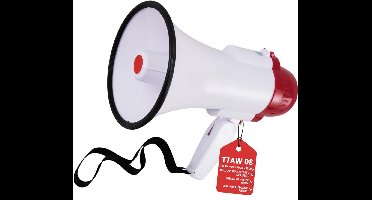 Core® Megafoon met Sirene – Luchthoorn Met Schouderriem – Megafoon Auto – Wit - 26cm x 16cm x 16cm