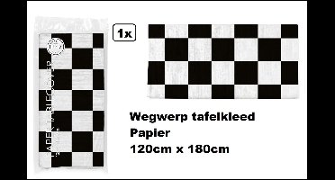 Wegwerp tafelkleed Race zwart/wit 120cm x 180cm - papier - Festival thema feest party diner formule 1
