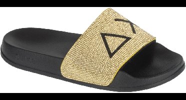 SUN68 Slippers Strass Logo, Vrouwen, Goud, Slippers, maat: 39