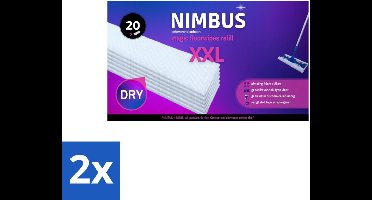 2 x NIMBUS – Magic Floorwipes Refill XXL – Droge Vloerdoekjes – 46×27 cm - 20 Doekjes - Vloerdoek - Vloerwisser - Vloerdoekje - Vloer Schoonmaken - Haren Verwijderen