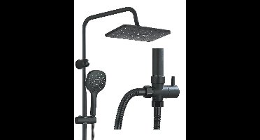 Zolara Regendouche - Regendouchekop - Roestvrijstaal - Douchekraan - Vierkante regen douche - Set - Mengkraan - Zwart