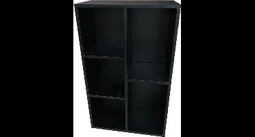 Hoppa! Boekenkast – 5 vakken, Zwart, 50 x 24 x 80 cm (B x D x H)