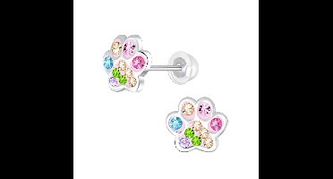 WeLoveSilver - K3 oorstekers - zilver - roze dierenpoot - 8mm