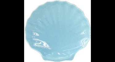 Schelp bord maritiem kom keramiek blauw wit 14cm 3st, 3 Stück