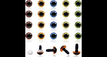 Allecto- Veiligheidsoogjes - Plastic oogjes - Kleurrijk - voor Poppen - Dieren - 20 Sets 11mm Kleurrijke Plastic Veiligheidsoogjes voor Haak Craft Poppen Maken met Wasmachines