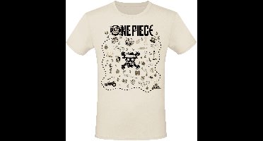 One Piece Treasure Map Heren T-shirt - natuur - L