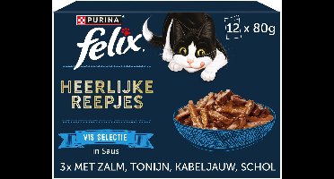Felix Heerlijke Reepjes - Kattenvoer Natvoer - Vis Selectie - 48 x 80 g