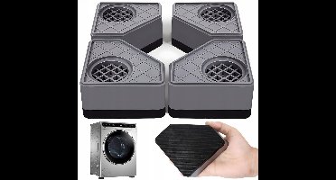 4 Stuks Wasmachinevoetjes - Anti-vibratiepad - Trillingdempers Wasmachine - Antislip, schokabsorberend en geluidsdempend - Grijs - PP/TPR - 9x9x4.8cm - Voor Wasmachine & Koelkast - Vloerbeschermer