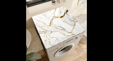 1 stuk wasmachinebeschermer met platina marmerpatroon - Duurzaam en absorberend - 60 x 50 cm - Geschikt voor wasmachines en drogers, gemakkelijk schoon te maken en te gebruiken in wasruimtes en keukens.