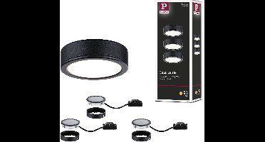 LED-onderkastverlichting Pukk 3x3,5W 65mm 3x210lm 230V rond Zwart