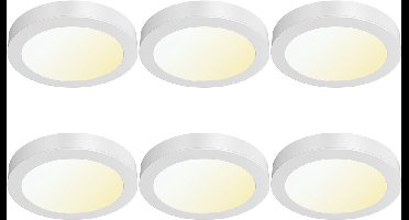 LED Downlight Opbouwspot 6 Stuks - Kingtron Thin - 12W 1120lm 120° Bundelhoek - Aanpasbare Lichtkleur 3000K-4000K-6500K - IP40 - Rond - Wit - Ø172mm